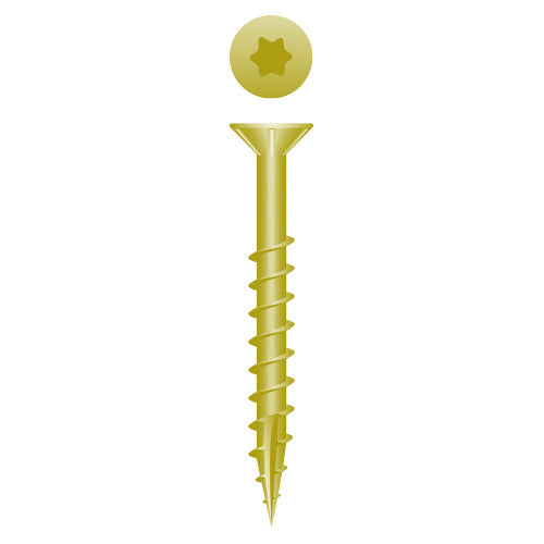 #9 Strong-Point Flat Head w/Nibs 9 x 2-1/2, T-25, Coarse, Type '17', Zinc Yellow