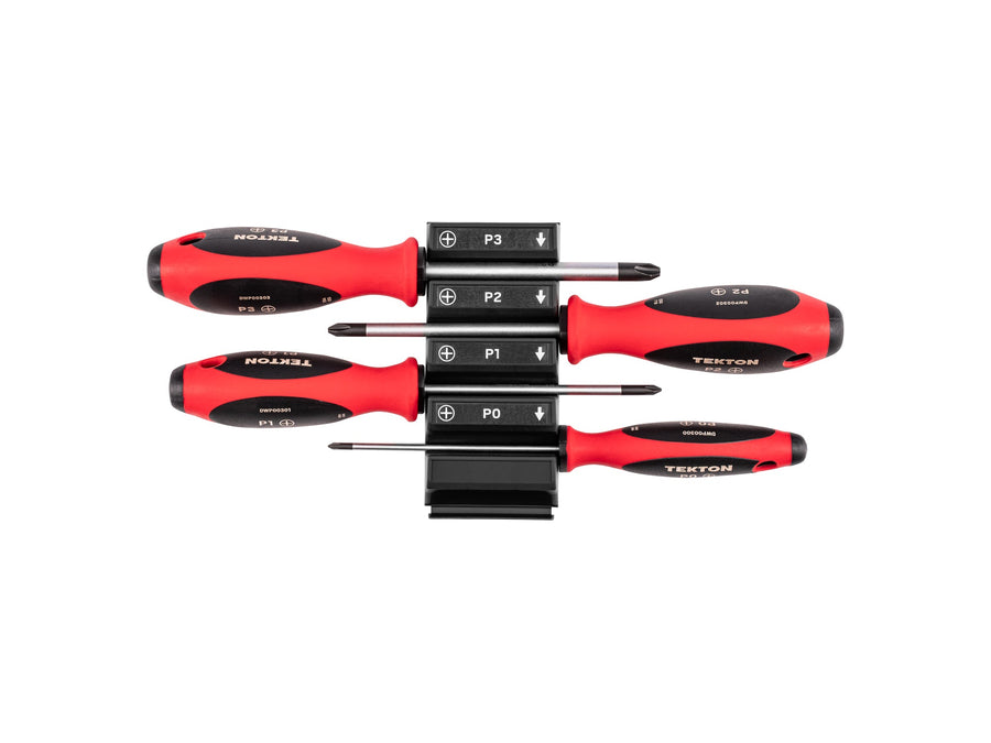 Phillips Screwdriver Set with Modular Organizers - 4 Inch Shanks, 4-Piece (#0 - #3)