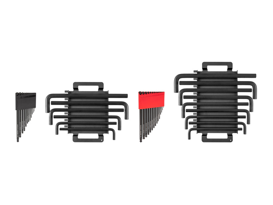 Ball End and Flat End Hex L-Key Set with Holders and Racks, 43-Piece (0.050 - 3/4 in., 1.3 - 19 mm)