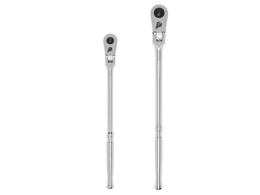 3/8, 1/2 Inch Drive Flex Head Quick-Release Long Ratchet Set, 2-Piece (12, 14 in.)