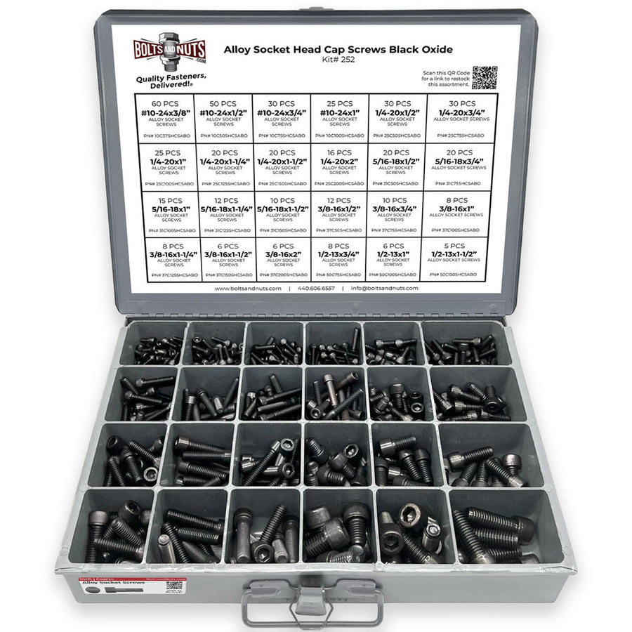 Inch Alloy Allen Socket Head Cap Screws Bolts Black Oxide Assortment - 453 PCS