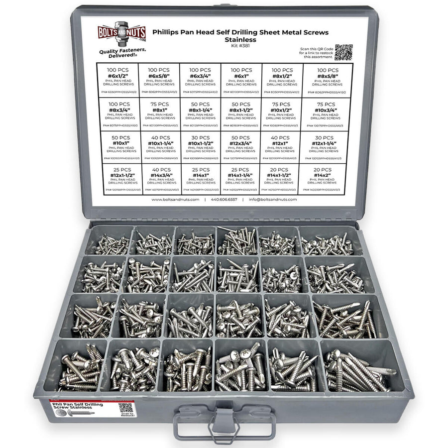 Phillips Pan Head Self Drilling Sheet Metal Screws Stainless - 1421 PCS