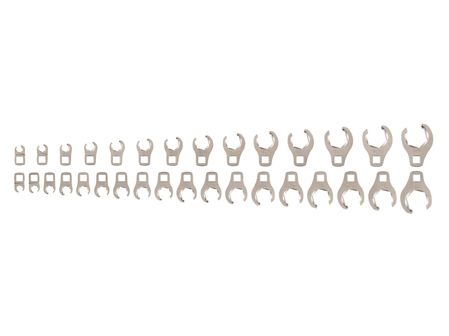3/8 Inch Drive 6-Point Flare Nut Crowfoot Wrench Set, 32-Piece (5/16 - 1-1/16 in., 8-27 mm)