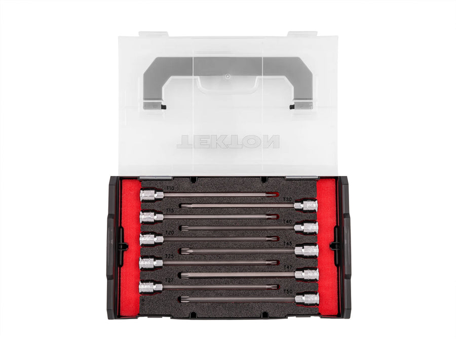 3/8 Inch Drive Long Torx Bit Socket Set with Mini Stacking Tool Box, 10-Piece (T10 - T50)
