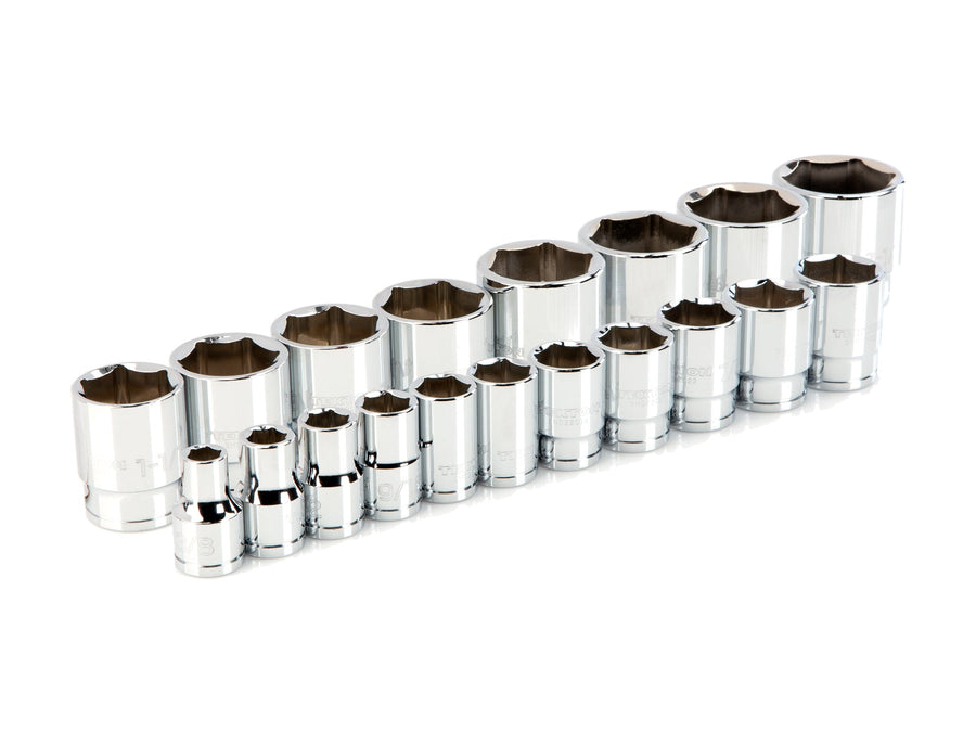 1/2 Inch Drive Shallow 6-Point Socket Set, 19-Piece (3/8 - 1-1/2 in.)