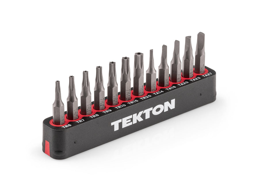 4 mm Tamper Star and Triangle Bit Set with Rail, 12-Piece (TR6 - TR20, TA14 - TA27)