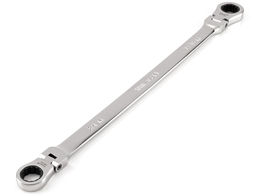 3/4 x 13/16 Inch Long Flex Head 12-Point Ratcheting Box End Wrench