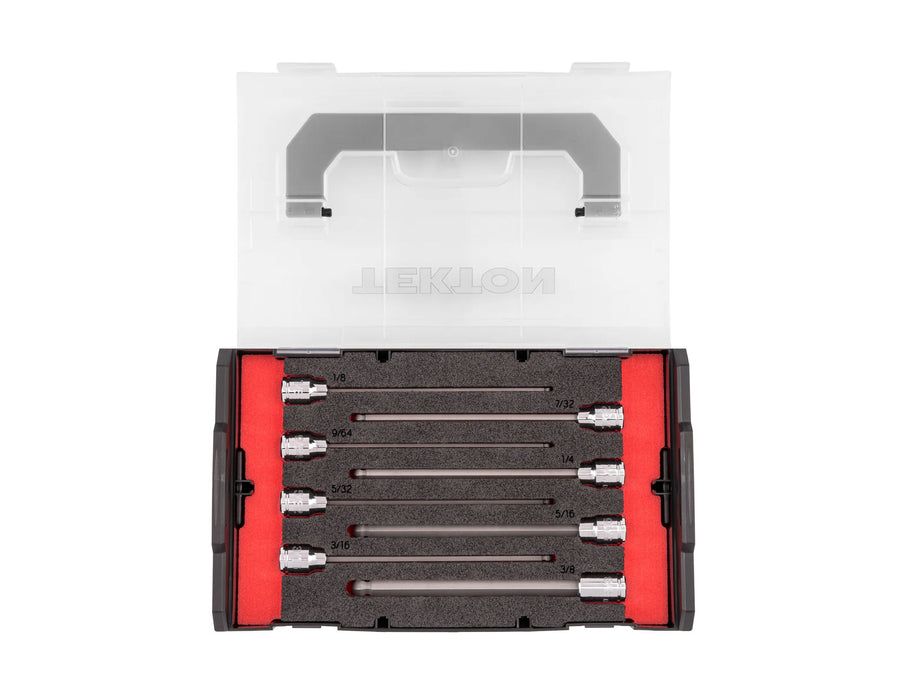 3/8 Inch Drive Long Ball End Hex Bit Socket Set with Mini Stacking Tool Box, 8-Piece (1/8 - 3/8 in.)