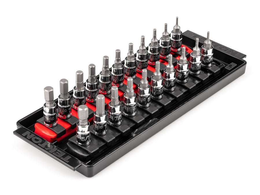1/4 Inch Drive Hex Bit Socket Set with Rails and Tray, 21-Piece (5/64 - 5/16 in., 2 - 8 mm)