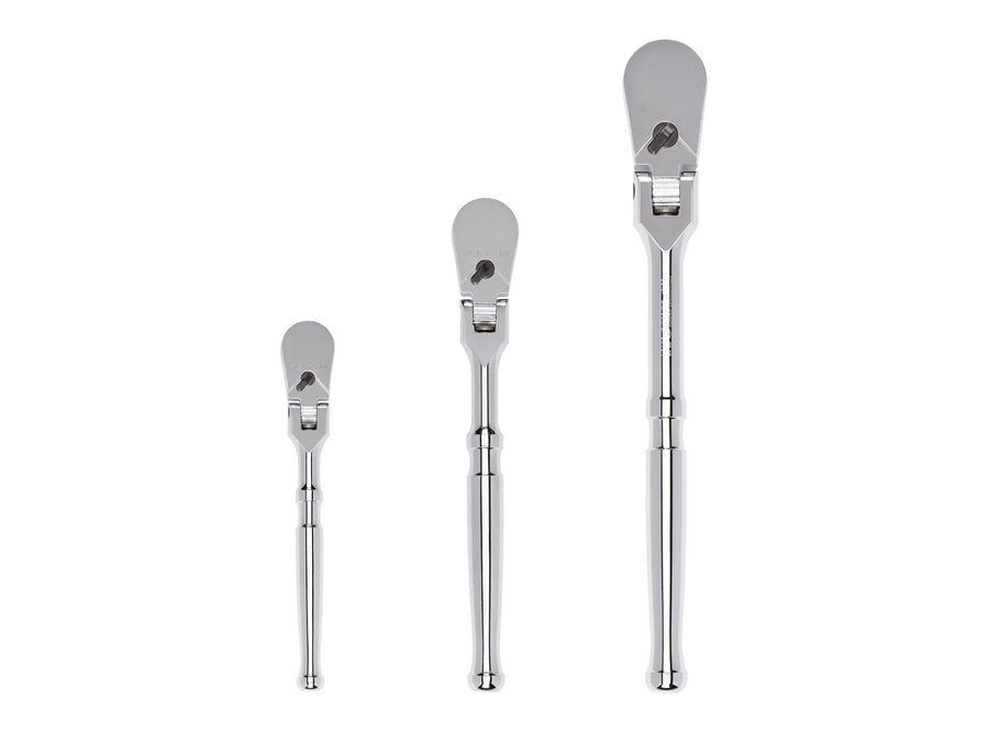 1/4, 3/8, 1/2 Inch Drive Flex Head Ratchet Set, 3-Piece (6, 8, 10-1/2 in.)