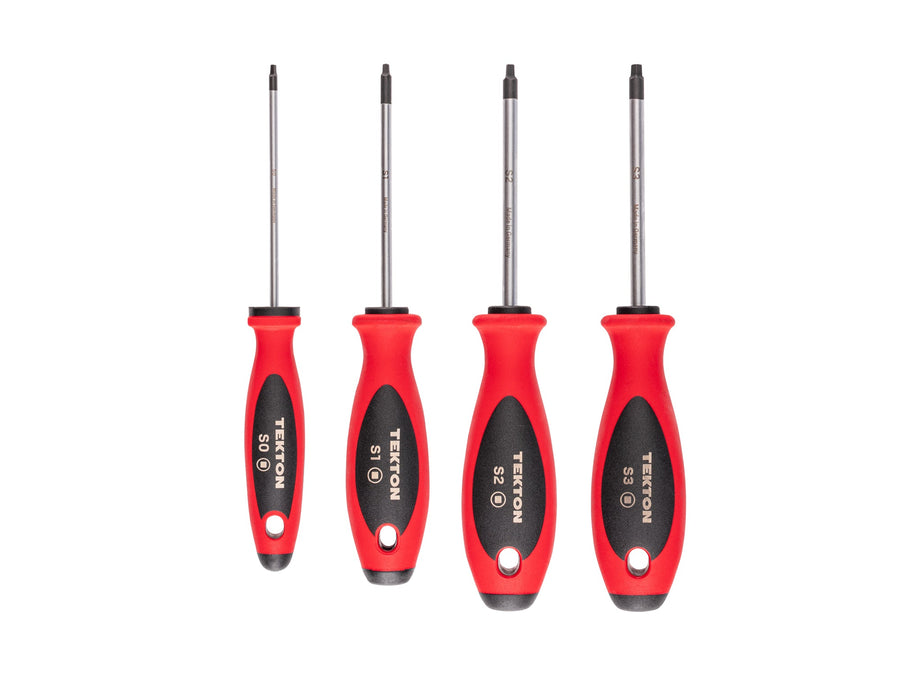 Square Screwdriver Set - 4 Inch Shanks, 4-Piece (#0 - #3)