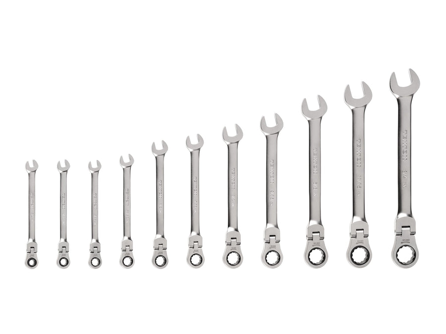 Flex Head 12-Point Ratcheting Combination Wrench Set, 11-Piece (1/4-3/4 in.)