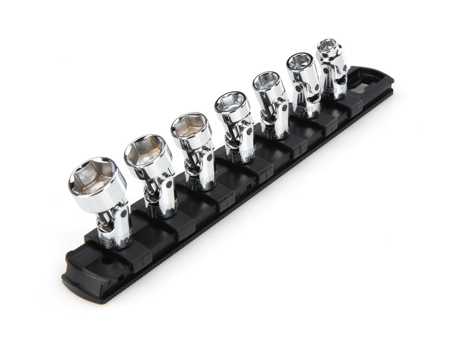 1/4 Inch Drive Shallow 6-Point Universal Joint Socket Set with Rail, 7-Piece (1/4 - 9/16 in.)