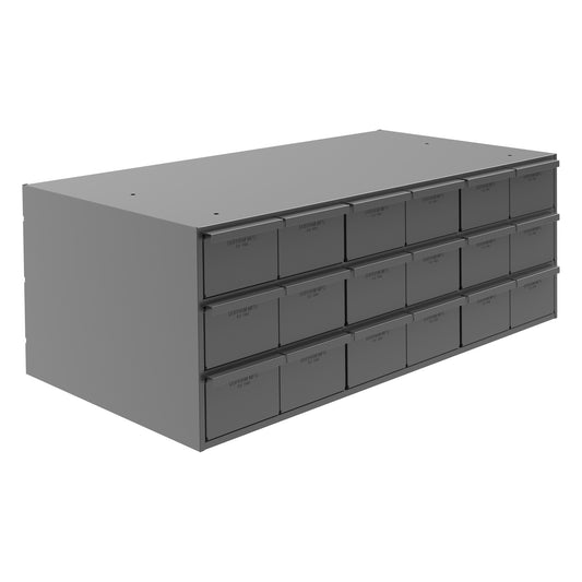 18 Drawers, 17-1/4" Deep, Gray