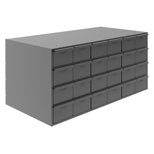 24 Drawers, 17-1/4" Deep, Gray