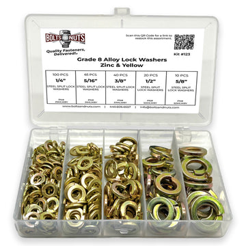 Inch Grade 8 Alloy Split Lock Washer Assortment - 236 PCS