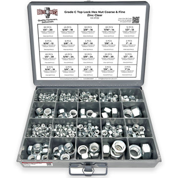 Grade C Top Lock Hex Nut Coarse & Fine Zinc Clear Assortment - 381 pcs