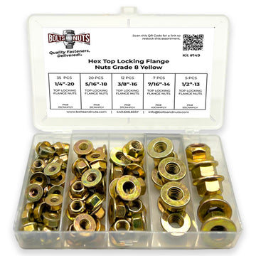 Grade 8 Hex Top Locking Flange Nuts Zinc Yellow - 95 PCS