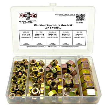 Grade 8 Finished Hex Nuts Zinc Yellow Assortment - 115 PCS