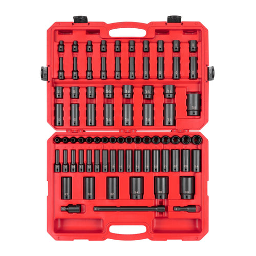 1/2 Inch Drive Shallow and Deep 12-Point Impact Socket Set with Case, 78-Piece (5/16 - 1-1/2 in., 8-39 mm)
