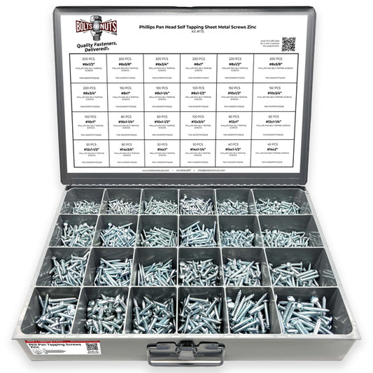 Phillips Pan Head Sheet Metal Self Tapping Screws Assortment - 2841 PCS