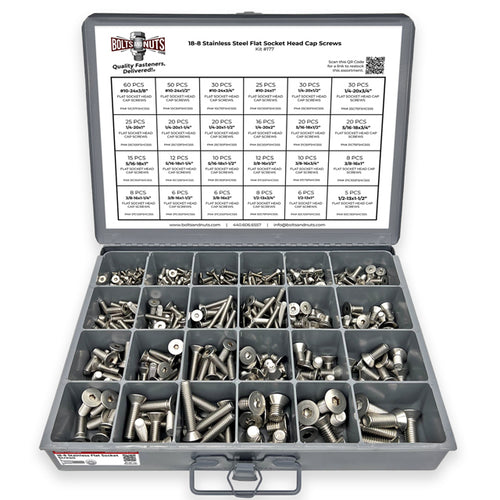 18-8 Stainless Steel Flat Socket Head Cap Screws Coarse Thread - 453 pcs