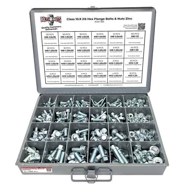 Metric Class 10.9 JIS Hex Flange Frame Bolts & Serr Nuts Assortment M6-M12 402 PCS