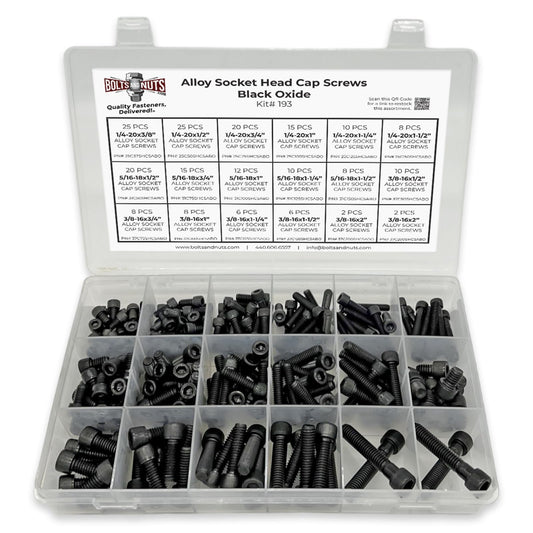 Inch Alloy Socket Cap Screws Black Oxide Finish Assortment - 211 PCS