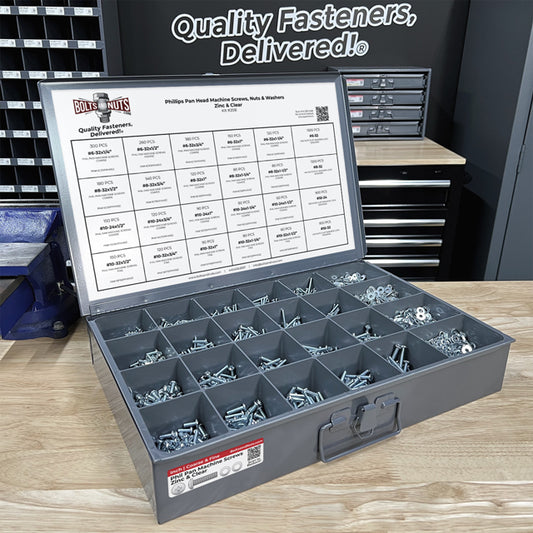 Inch Phillips Pan Head Machine Screws, Hex Nuts, Flat & Lock Washers - 7111 PCS