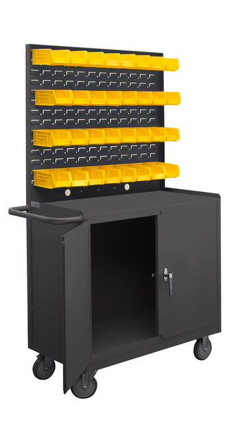 Mobile Bench Cabinet, 32 Yellow Bins