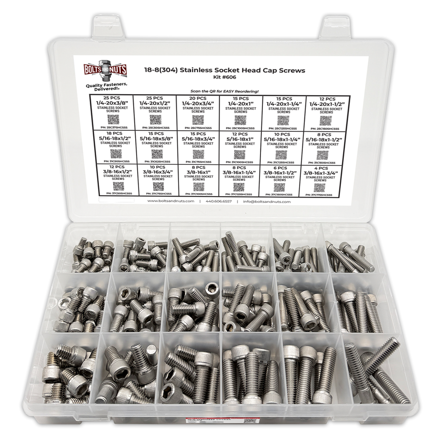 Assortment Kit #606 (239Pcs.) Inch 18-8 Stainless Steel Socket Cap Screws 1/4  5/16  3/8