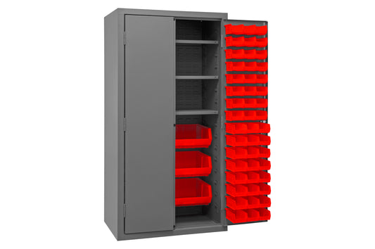 Cabinet, 3 Shelves, 102 Red Bins