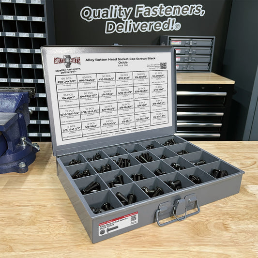 Alloy Allen Button Head Socket Cap Screws Bolts Black Oxide Assortment - 453 PCS