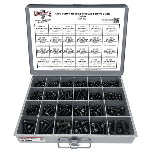 Alloy Allen Button Head Socket Cap Screws Bolts Black Oxide Assortment - 453 PCS