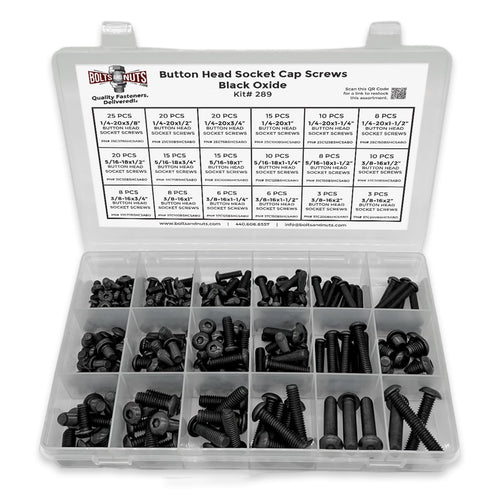 Inch Alloy Button Head Socket Cap Screws Black Oxide Assortment - 211 PCS