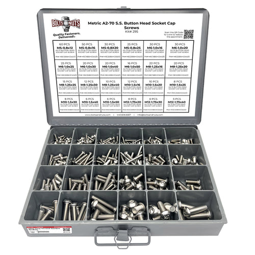 Metric A2-70 Allen Button Head Socket Cap Screws Bolts Stainless Steel Assortment - 453 PCS