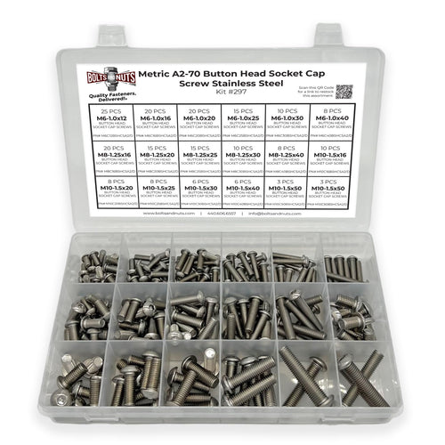 Metric A2-70 Allen Button Head Socket Cap Screws Bolts Stainless Steel Assortment - 211 PCS