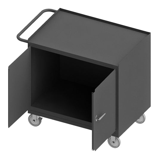 Mobile Bench Cabinet, Steel Top, 2 Doors