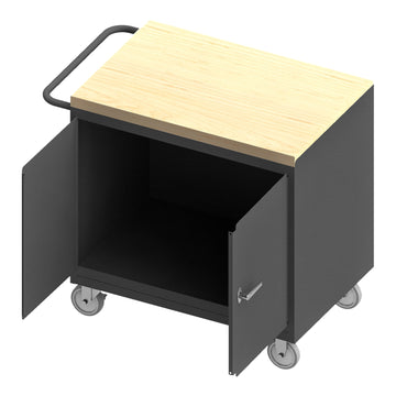 Mobile Bench Cabinet, Maple Top, 2 Doors