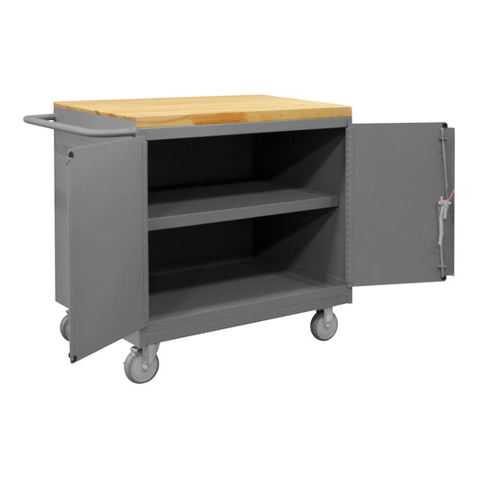 Mobile Bench Cabinet, Maple Top, 2 Doors
