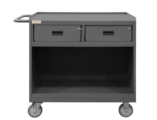 Mobile Bench Cabinet, No Door, 2 Drawers