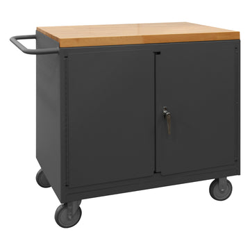 Mobile Bench Cabinet, 4 Drawer,Maple Top