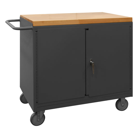 Mobile Bench Cabinet, 4 Drawer,Maple Top