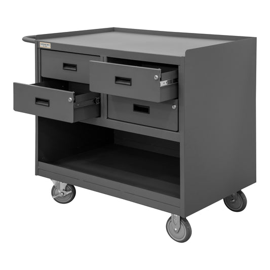 Mobile Bench Cabinet, 4 Drawer, No Doors