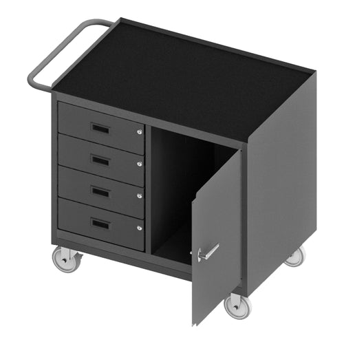 Mobile Bench Cabinet, 4 Drawer, Mat