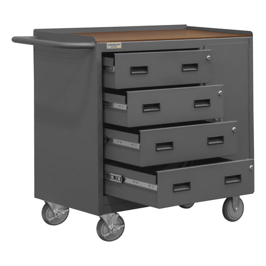 Mobile Bench Cabinet, 4 Drawer, Board