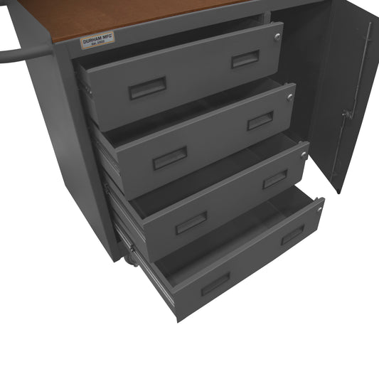 Mobile Bench Cabinet, 4 Drawer, Board