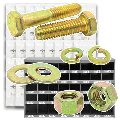 Inch Grade 8 Fine Hex Cap Screws, Hex Nuts, Flat & Lock Washers - 2012 PCS