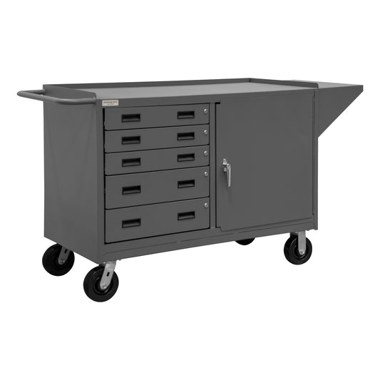Mobile Bench Cabinet, 1 Shelf, 5 Drawers