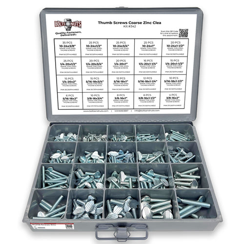 Spade Type Thumb Screws Zinc Clear Assortment - 325 PCS